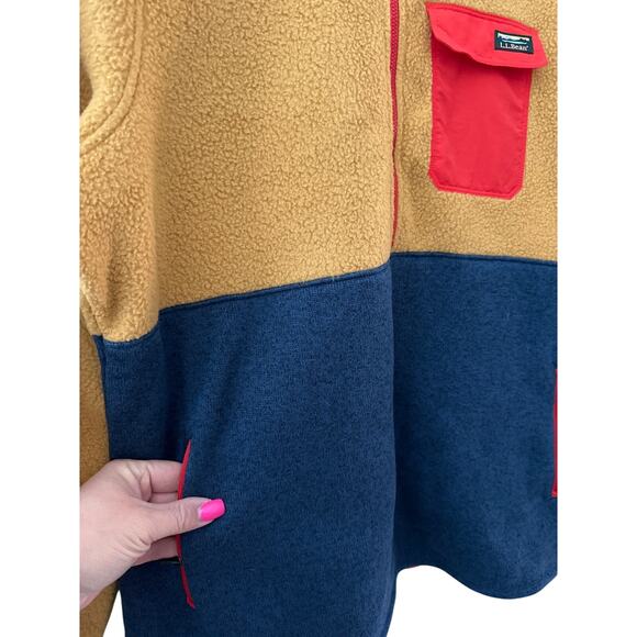 L.L. Bean Fleece 1/4 Zip Hybrid Pullover Sweater Multi Size XL - Picture 7 of 11